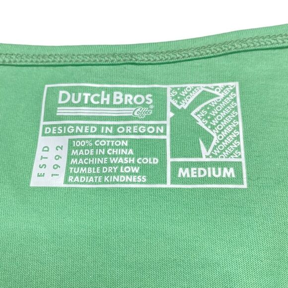 Dutch Bros Mint Smiley Faces Logo Tee Sz M - Picture 9 of 10